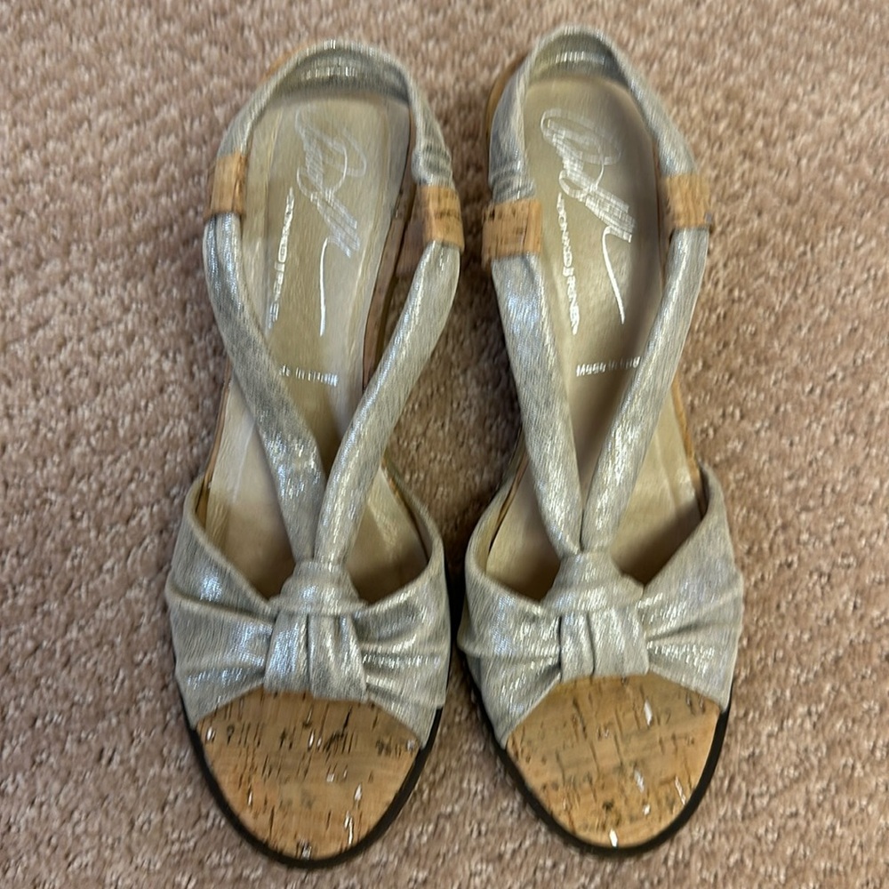 Metallic wedge sandals